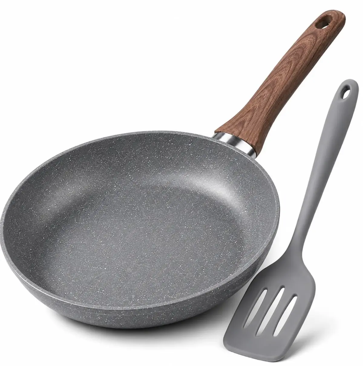Frigideira de Cerâmica Antiaderente 24cm com Cabo Efeito Madeira | Compatível com Fogão a Gás, Elétrico e Indução | Cozinha Saudável com Menos Óleo | Fácil Limpeza | Distribuição Uniforme de Calor - 1
