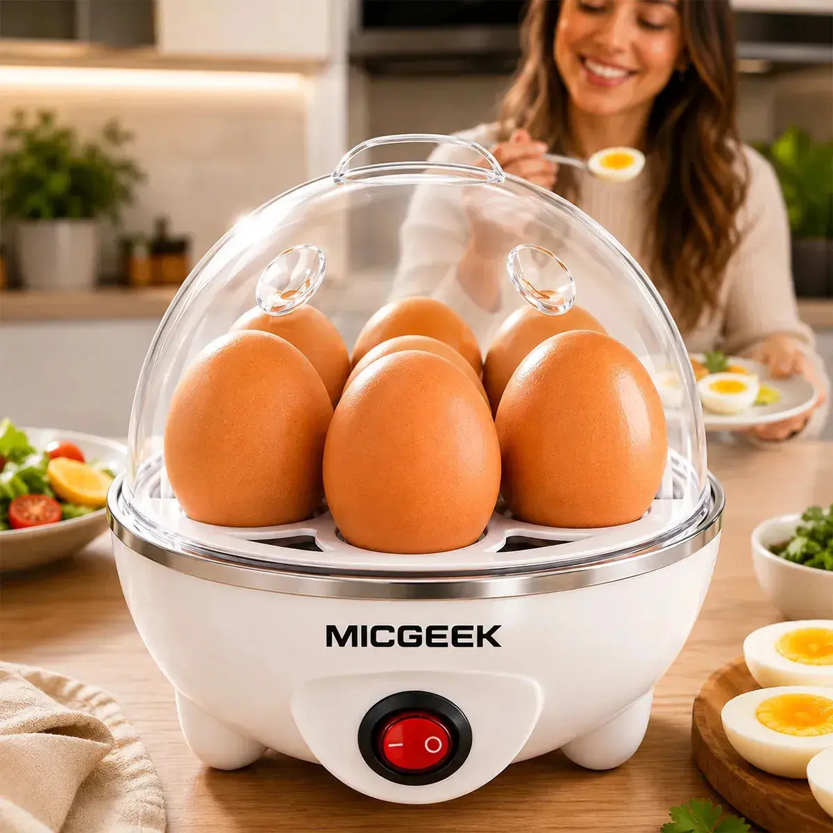 Cozedor De Ovos Automático Panela A Vapor Elétrica Legumes Elétrica Portátil Prático Rápido 7 Ovos Em 5min Micgeek - 1