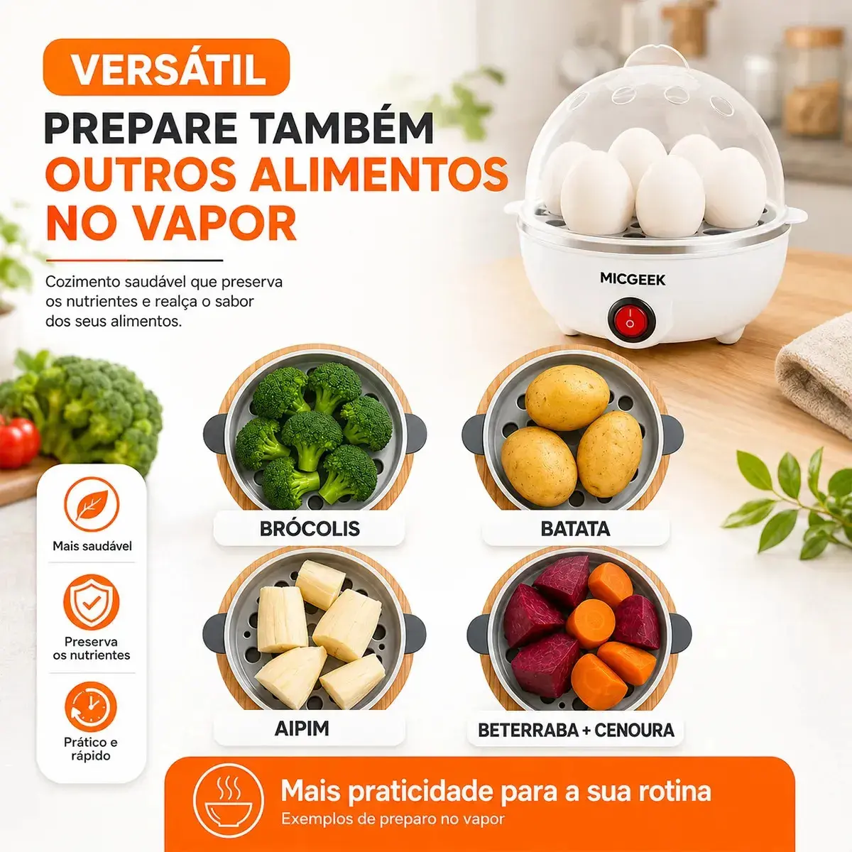 Cozedor De Ovos Automático Panela A Vapor Elétrica Legumes Elétrica Portátil Prático Rápido 7 Ovos Em 5min Micgeek thumbnail 5