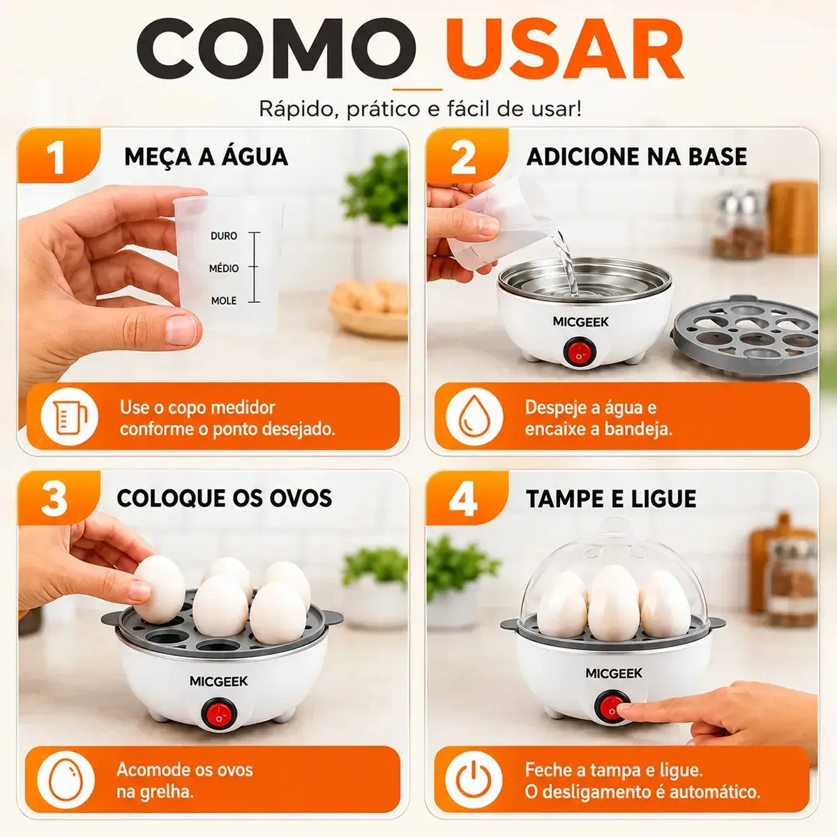 Cozedor De Ovos Automático Panela A Vapor Elétrica Legumes Elétrica Portátil Prático Rápido 7 Ovos Em 5min Micgeek thumbnail 6