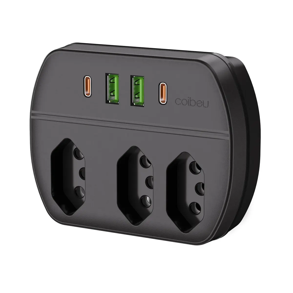 Extensao Eletrica, Extensão Tomada, Régua de Energia, Adaptador Tomada, 3 Tomadas, 2 Interfaces USB, 2 Porta USB Tipo-C, Suporte a Tensão de 100-240V, 10A, 2500W, Preto
