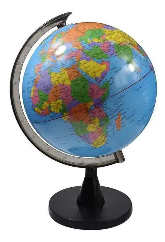 Globo de Mesa Político Western 20cm Azul Plástico Elegante e Educativo