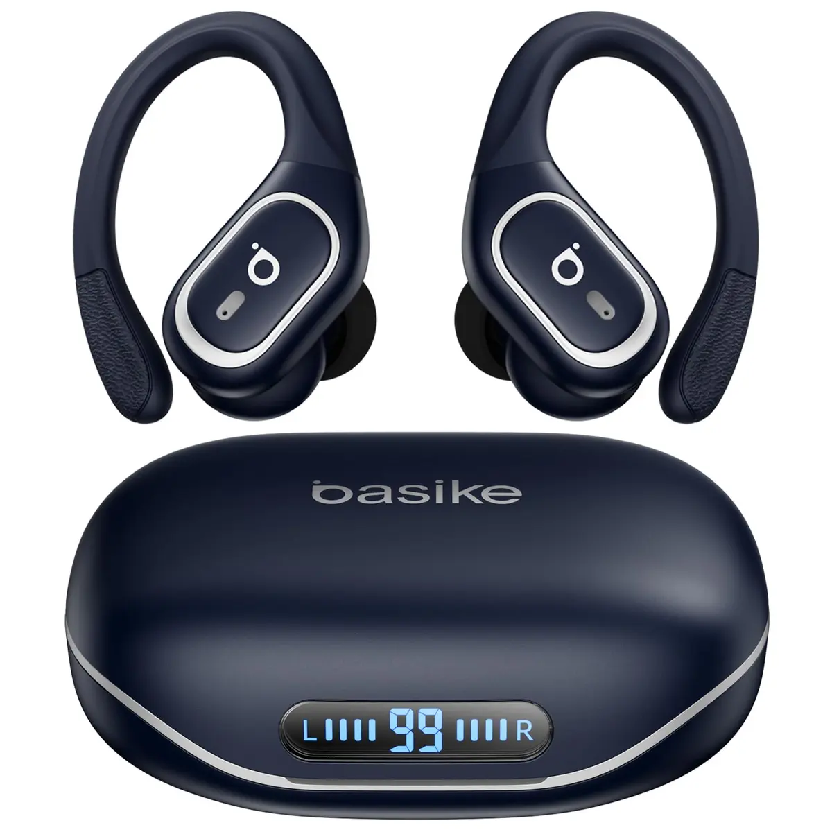 Basike Fone de Ouvido Bluetooth 6.0 Esportivo para Corrida, Intra-Auricular | Som Estéreo Hi-Fi, Microfone com ENC, Toque Inteligente, 3 Tamanhos de Pontas, IPX5 Resistente a Suor e Respingos (Azul)