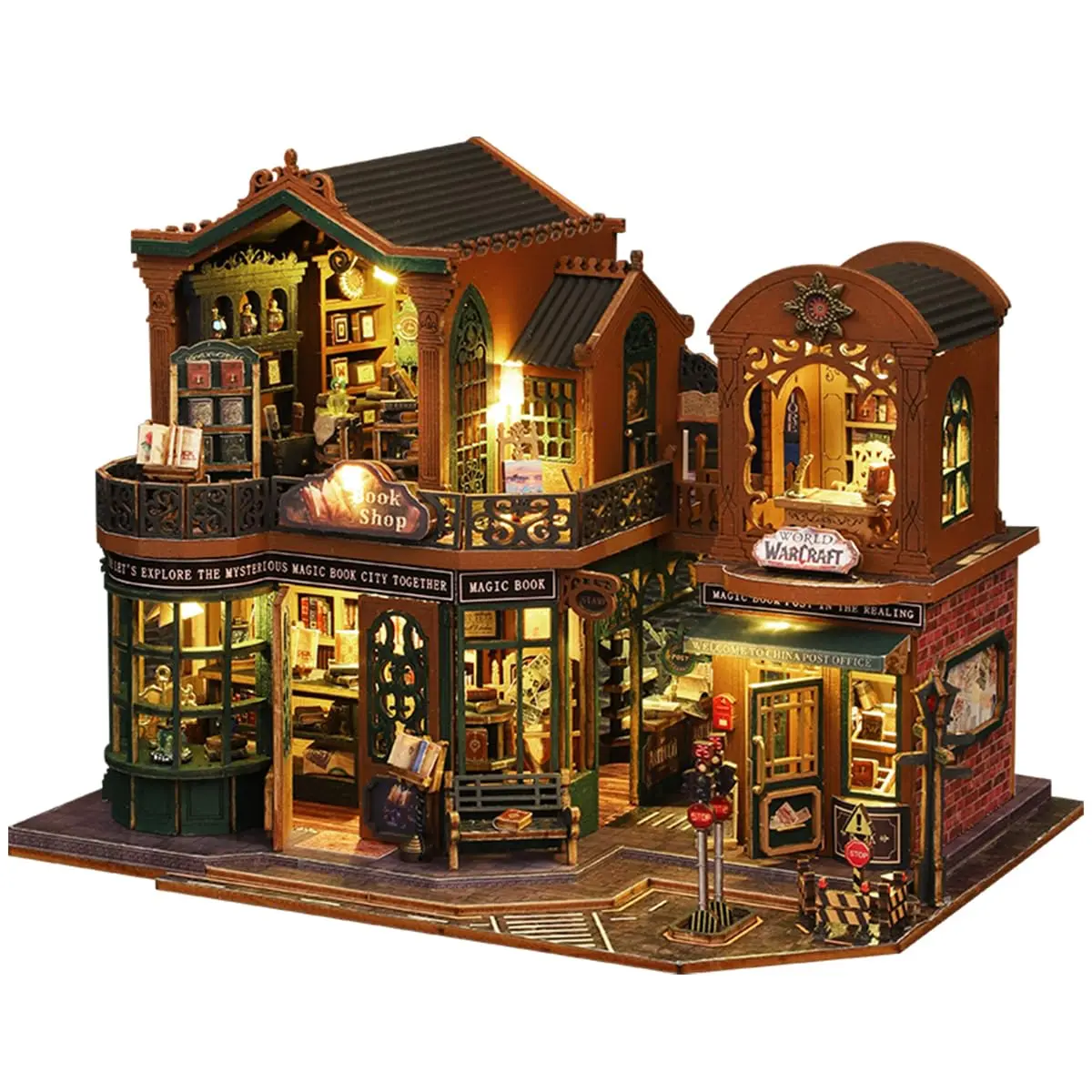 Kit DIY Criativo de Casa Miniatura - Modelo Livraria Mágica com Mobília e Acessórios, Adequado para Crianças a Partir de 14 Anos - 1
