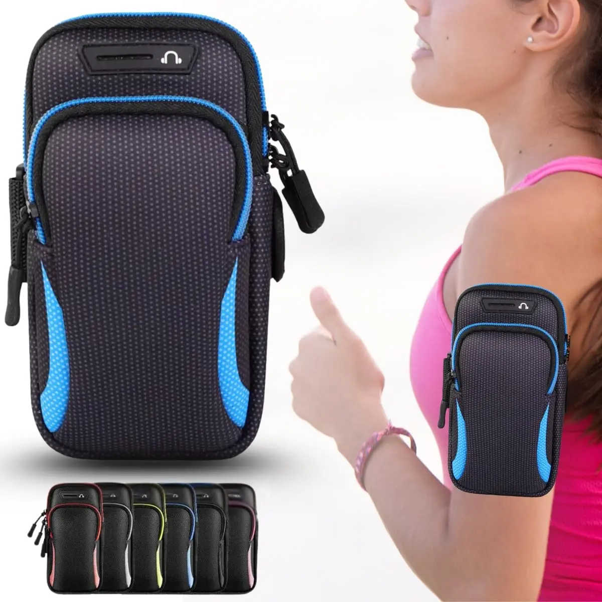 Braçadeira Esportiva Premium Suporte Braço Celular - Ideal para Treino Corrida Ciclismo (Azul)