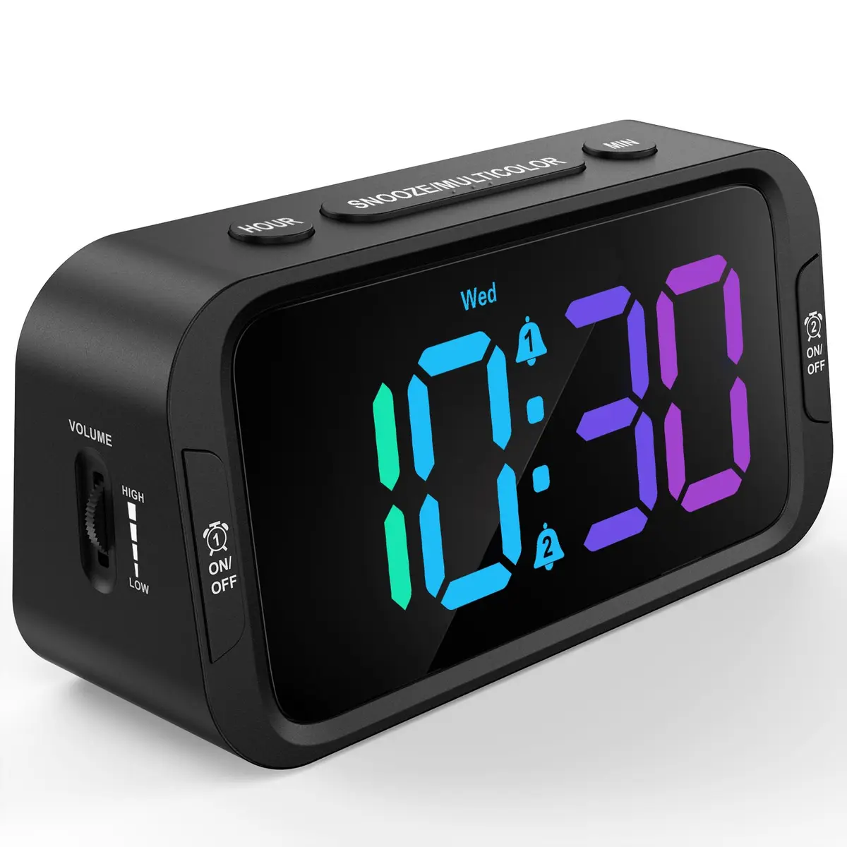 Odokee Despertador Digital Duplo Para Quarto: Relógio Elétrico Rgb Com Carregador Usb Para Crianças E Adolescentes - Relógio Regulável Com Modo De Fim De Semana Durante A Semana Para Mesa De Cabeceira