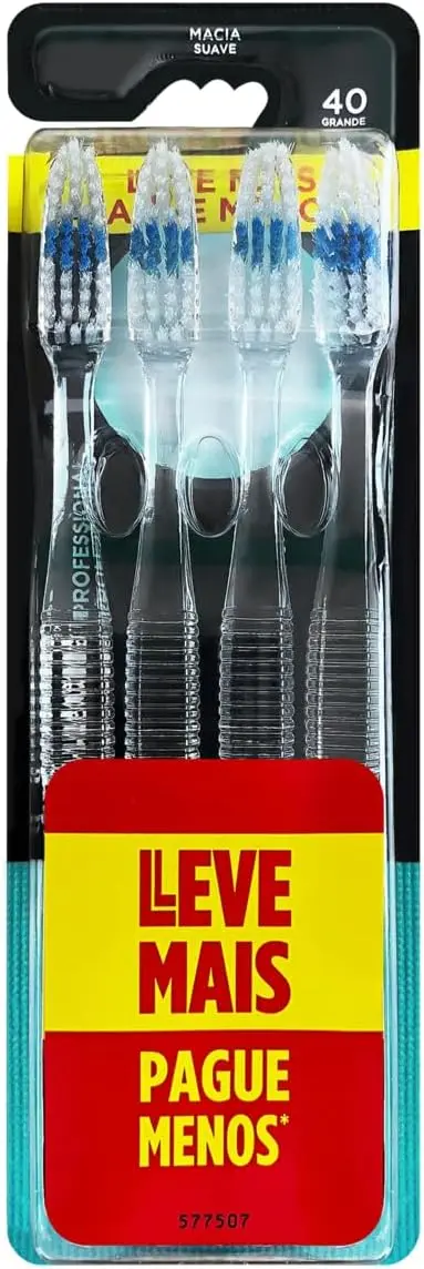 Escova de Dente Manual Johnson's Professional, Transparente, 4 Unidades