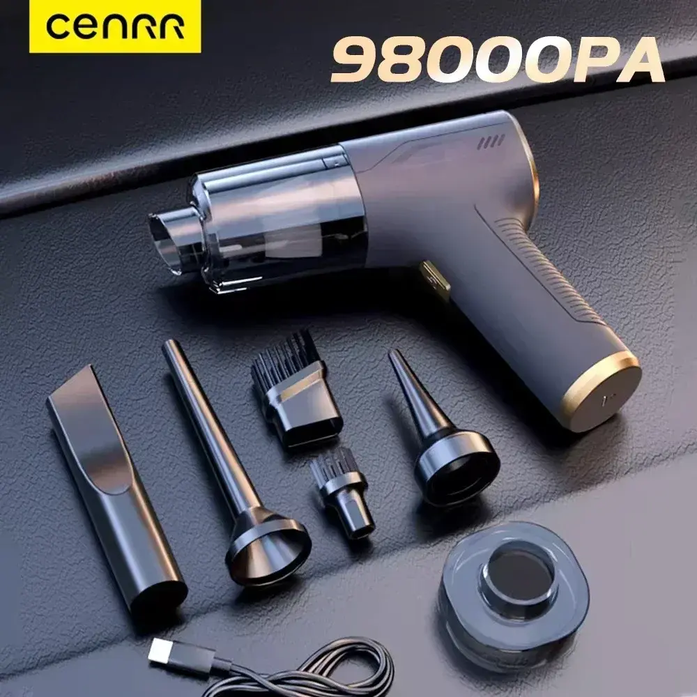 Cenrr 98000pa poderoso mini aspirador de pó carro sem fio aspirador de carro portátil portátil pistola ar