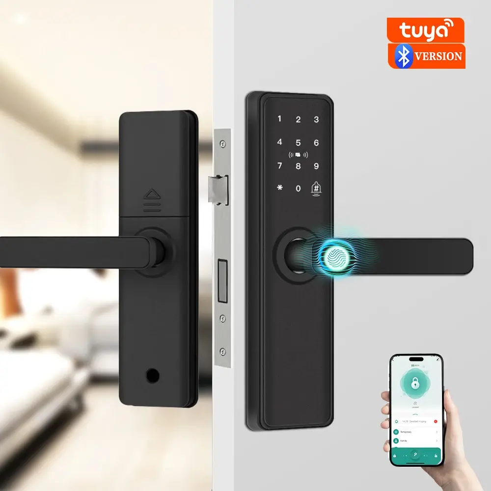Nova Fechadura Inteligente 2026 com Bluetooth Compatível com App Tuya, Fechadura Eletrônica Digital para Casa Inteligente, Fechadura de Porta de Madeira com Impressão Digital