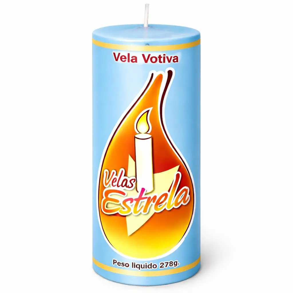 Vela 7 Dias Azul Claro 278g | 16 cm de Altura | Uso Religioso ou Decorativo | Qualidade Velas Estrela