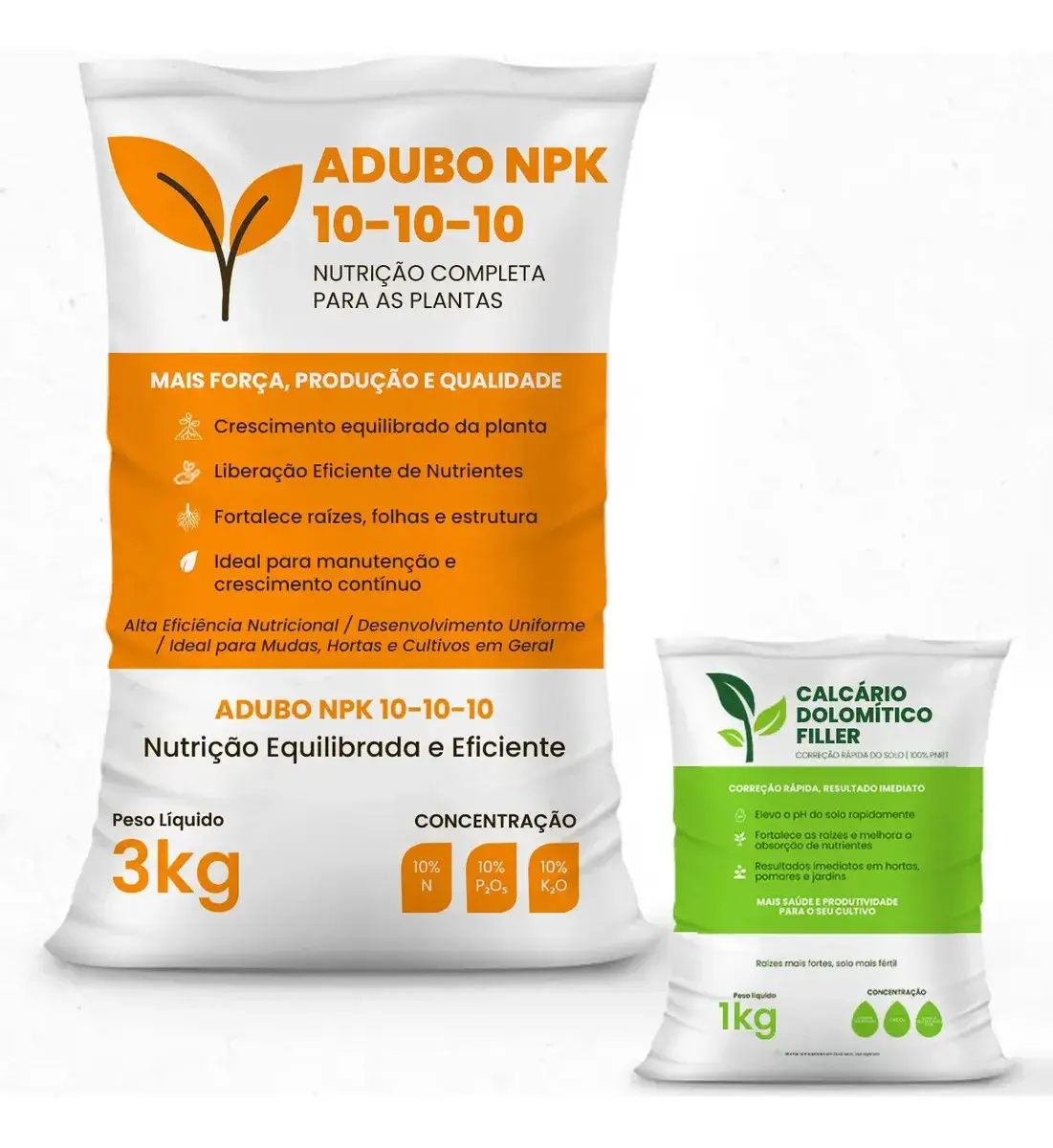 Adubo Fertilizante Npk 10-10-10 3kg + Calcário Dolomítico Filler - 1