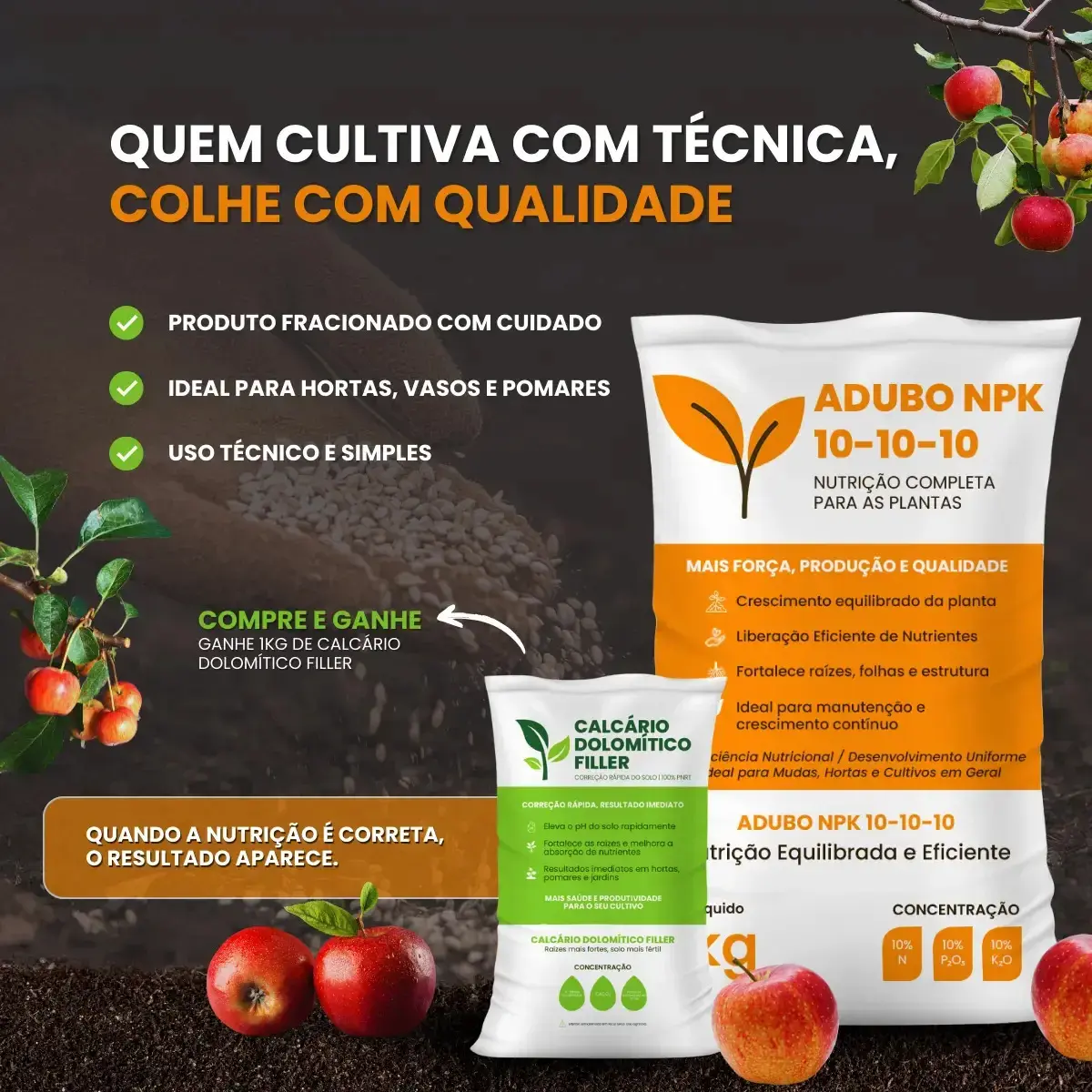 Adubo Fertilizante Npk 10-10-10 3kg + Calcário Dolomítico Filler thumbnail 4