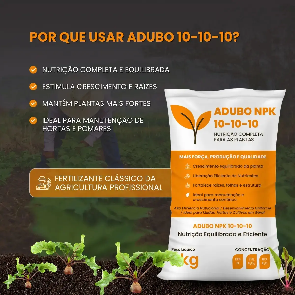 Adubo Fertilizante Npk 10-10-10 3kg + Calcário Dolomítico Filler thumbnail 5