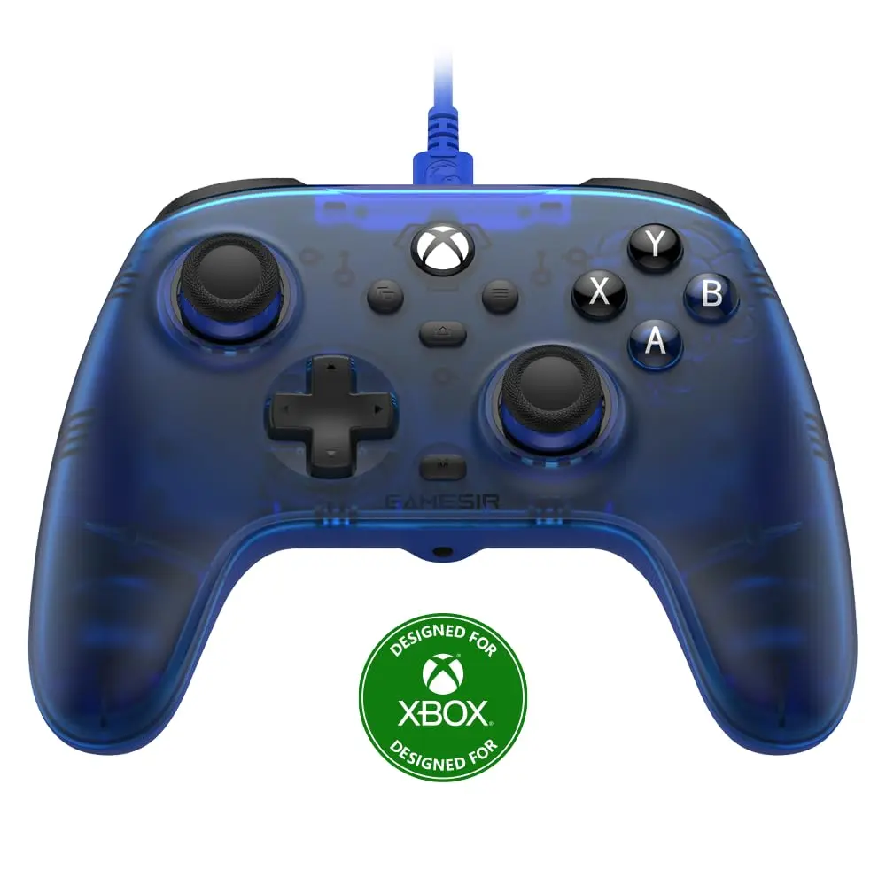 GameSir T7 Controle com Fio para Xbox Series X|S, Xbox One e PC Windows 10/11, Hall Effect Anti-Drift, Gatilhos Magnéticos Precisos, Vibração Realista, Entrada P2 3,5mm, Plug and Play - Azul Escuro