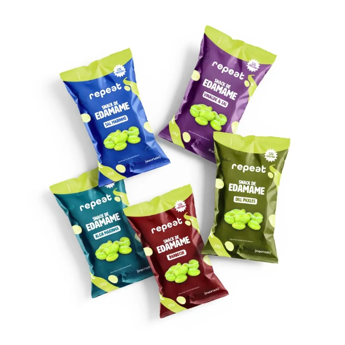 Kit 5 Snack Edamame Crocante Proteico 5 Sabores Repeat