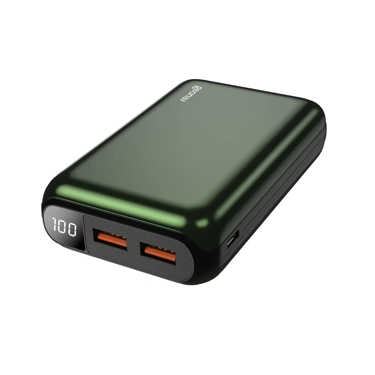 Geonav Power Bank Ultra Compacto com carregamento Rápido 1 porta USB-C (entrada/saída) de 20W de potência, 2 portas USB-A (Saída) de 18W de potência, PB20K20WMG Verde militar