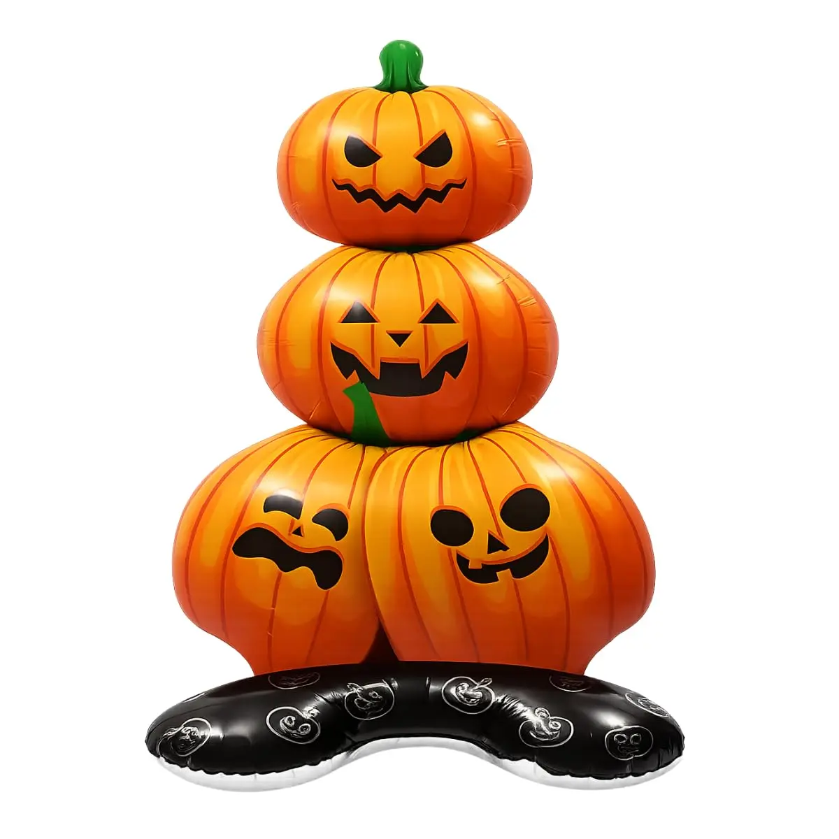 Balão Metalizado 3D Torre de Abóboras Halloween com Base 47 Pol | Inflado com ar comum, sem necessidade de gás hélio