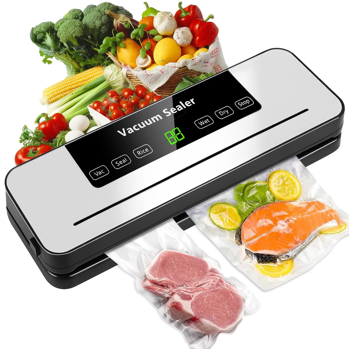 110-220 V Embalagem a Vácuo Portátil Alimentos, 65 kPa Seladora a Vácuo Automática, Máquina Automática de Selagem a Vácuo, Seladora de Embalagem a Vácuo, Empacotador de Alimentos, Seladora Vacuo