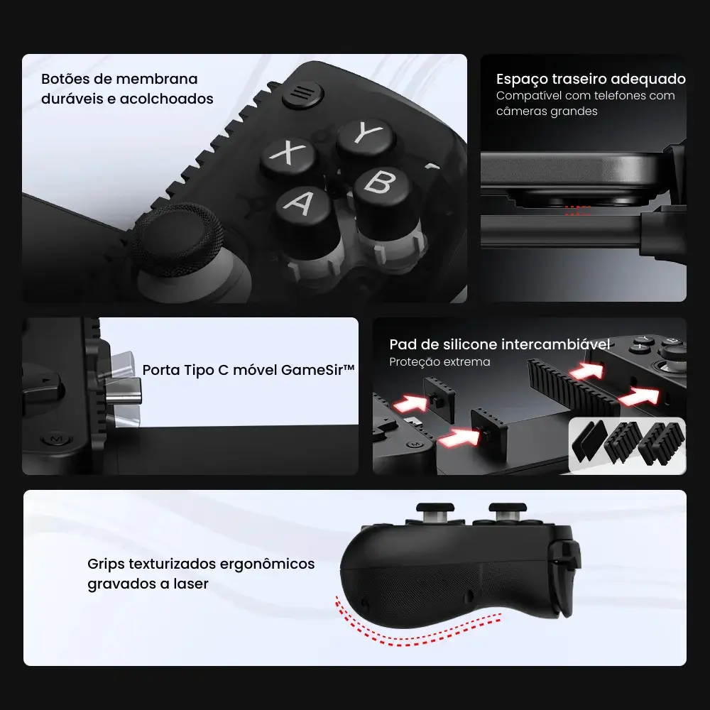 Controle Gamepad Gamesir X5 Lite Usb-c Android iPhone 15/16 Mobile Hall Effect Turbo Leve Verde thumbnail 3