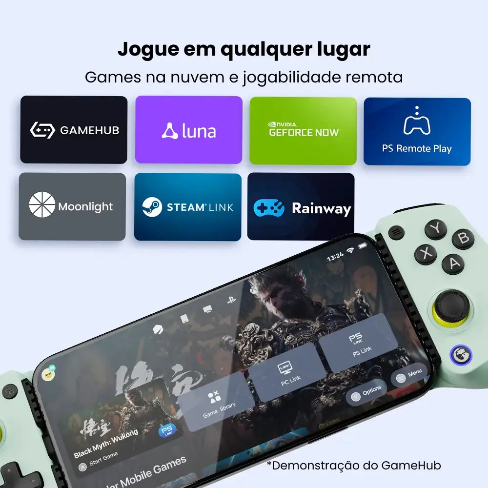 Controle Gamepad Gamesir X5 Lite Usb-c Android iPhone 15/16 Mobile Hall Effect Turbo Leve Verde thumbnail 4