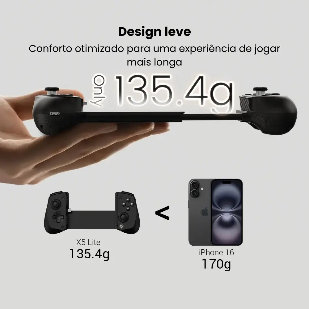 Controle Gamepad Gamesir X5 Lite Usb-c Android iPhone 15/16 Mobile Hall Effect Turbo Leve Verde thumbnail 6
