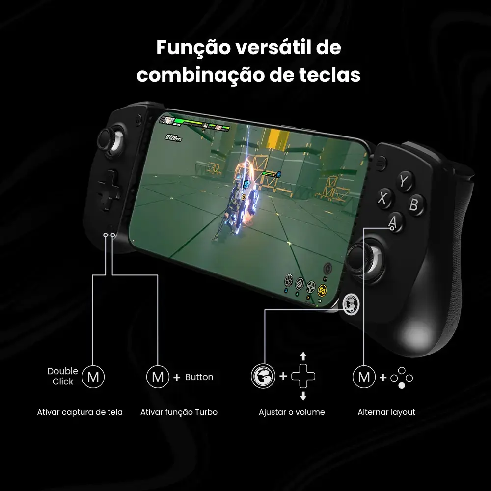 Controle Gamepad Gamesir X5 Lite Usb-c Android iPhone 15/16 Mobile Hall Effect Turbo Leve Verde thumbnail 10