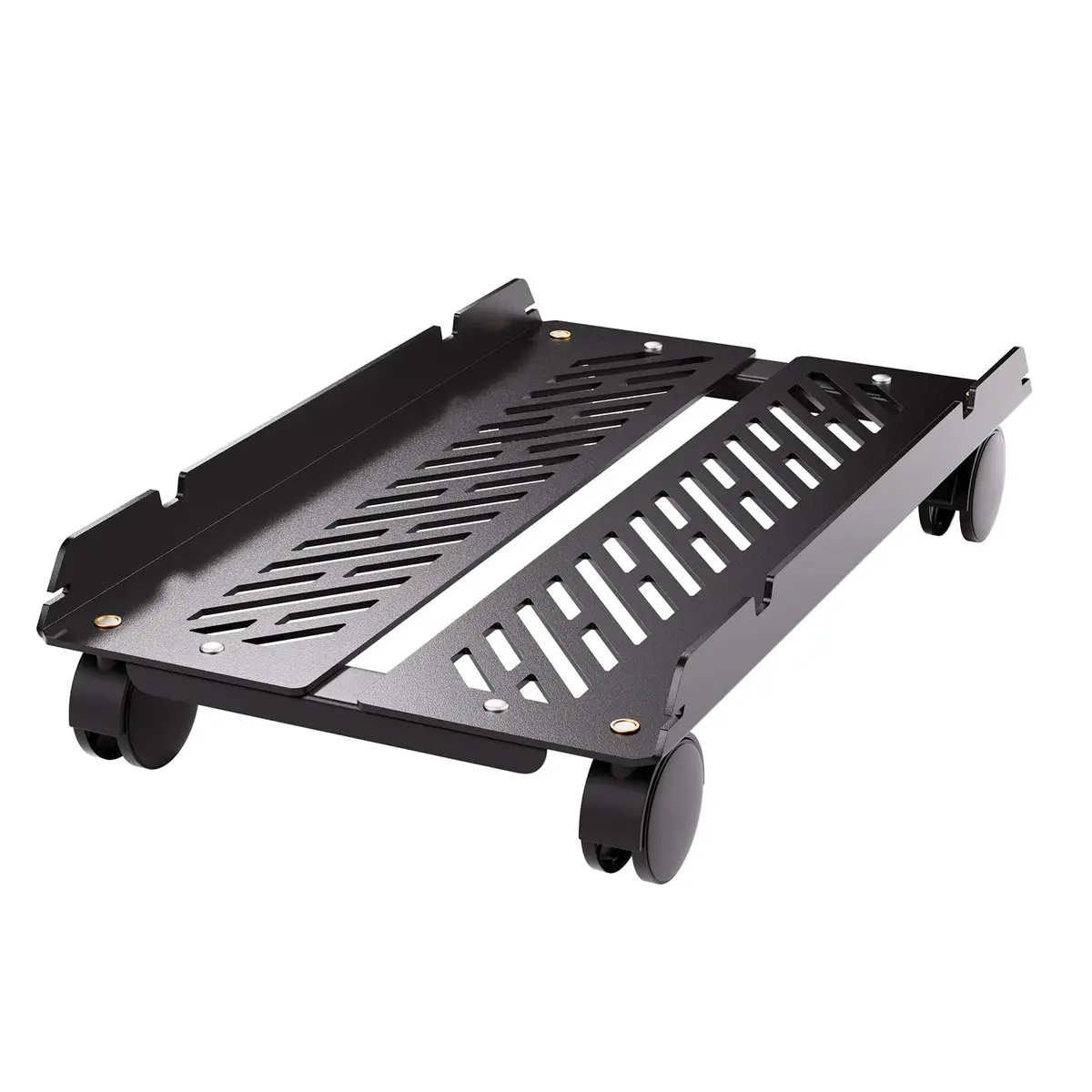 Suporte Móvel para CPU, Ajustável 24 a 28 cm, com Rodízios | Aço laminado a frio, base ventilada, altura de 9,5 cm, rodas 360° com trava, para gabinete em casa e escritório.