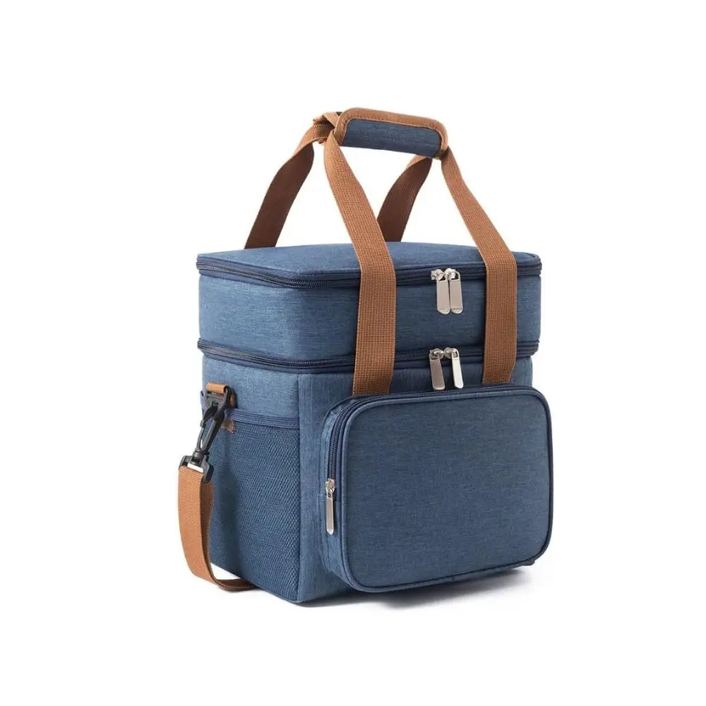 Bolsa Térmica Grande Espaçosa Dois Compartimentos Lancheira Para Marmita, Passeio, Escola, Faculdade, Trabalho Bolsa Para Marmita, PREMIUM (Azul)