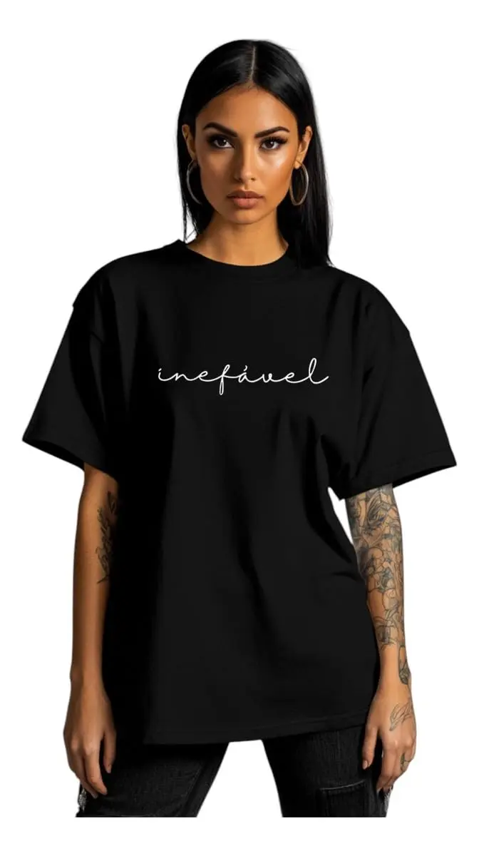 Camiseta Feminina Minimalista Algodão Premium Estampa Palavra Inefável