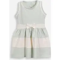 vestido infantil de algodão com recortes e laço verde