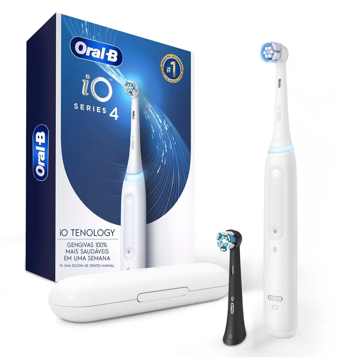 Oral-B Escova de Dente Elétrica iO4, 1 Cabo + 2 Refis + Carregador Bivolt