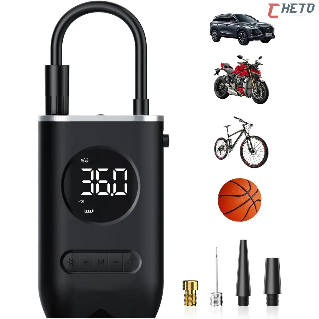 Mini Compressor de Ar Portatil Recarregavél Digital USB Calibrador Pneu Envio Imediato - 1