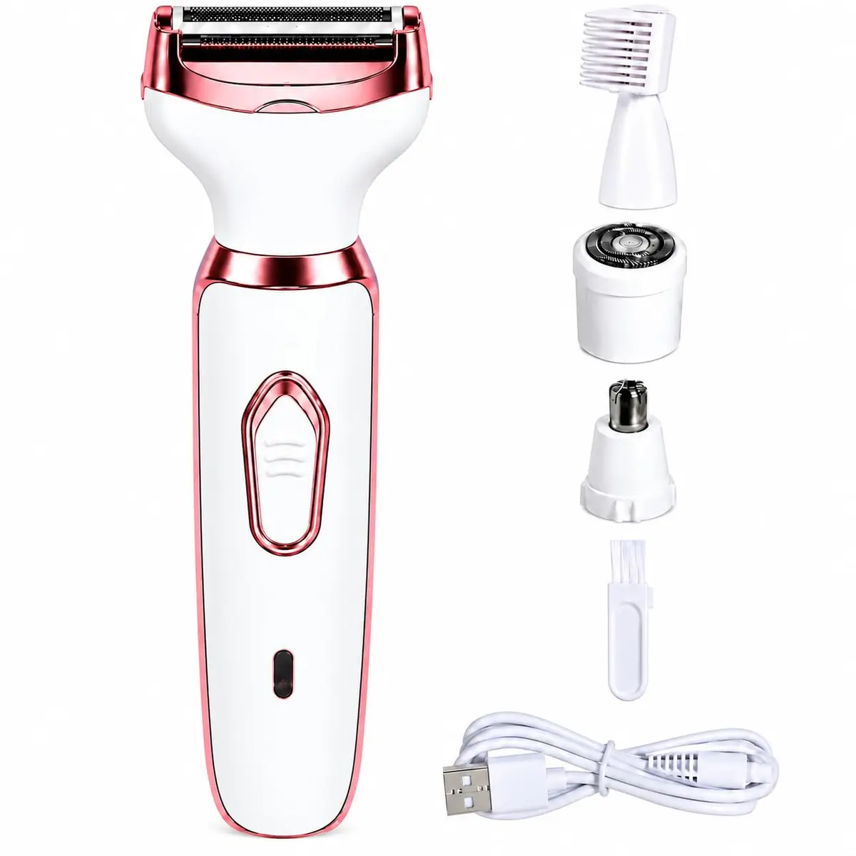 Depilador Eletrico Feminino, Depilador Eletrico 4 em 1, Depilador Facial, Barbeador Eletrico Feminino, Depilador Feminino Elétrico Recarregável, Depilador e Aparador Facial, para Perna, Rosto, Braço