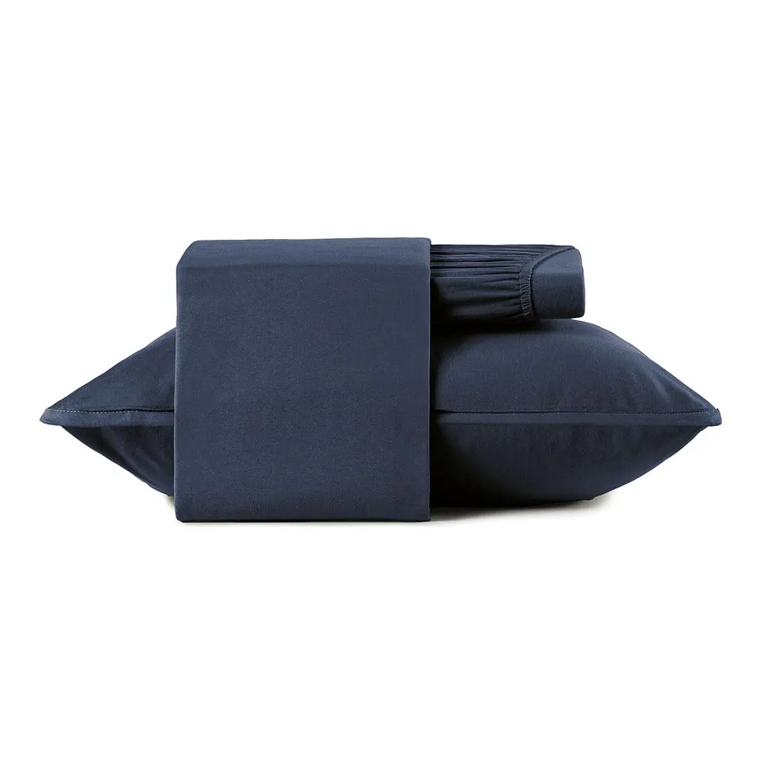 Altenburg Jogo de Cama Completo Malha Fio Penteado 100% Algodão Solteiro, Azul Minimal