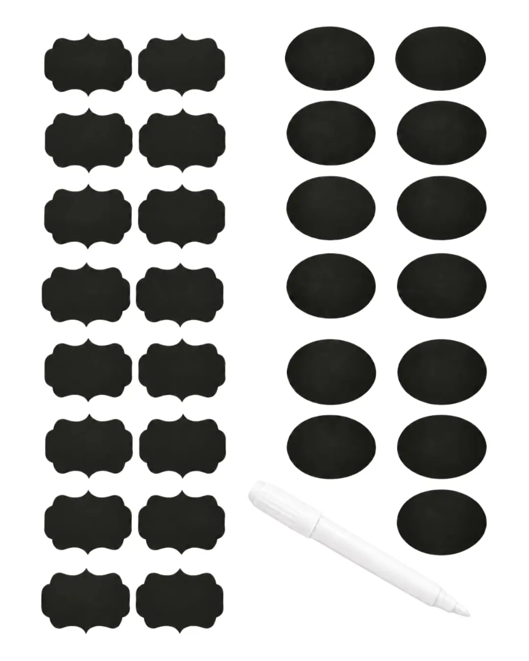 Kit Com 24 Etiquetas Adesivos Para Potes Giz Caneta Branca | Organização