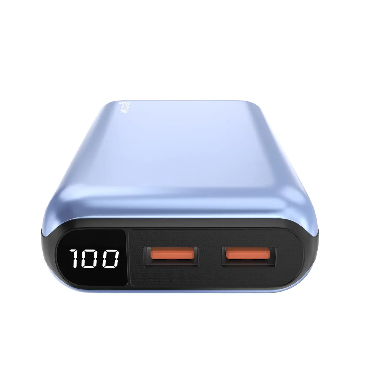 Geonav Power Bank Ultra Compacto com carregamento Rápido 1 porta USB-C (entrada/saída) de 20W de potência, 2 portas USB-A (Saída) de 18W de potência, PB20K20WLB Azul Claro