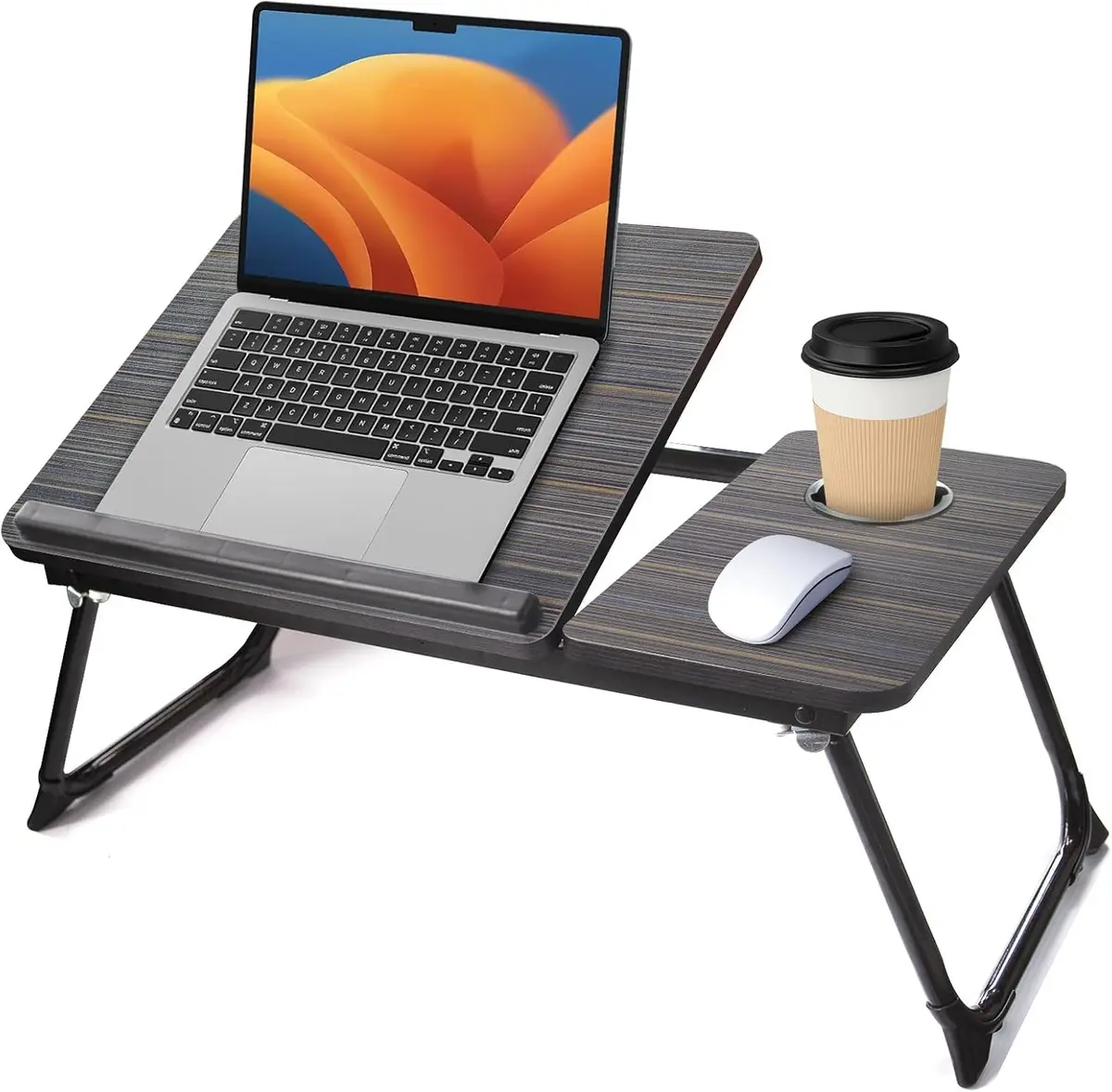 Suporte para Notebook, Mesa Notebook Cama,com Porta-Copos Ajuste de Ângulo,Portátil Dobrável 56x33CM