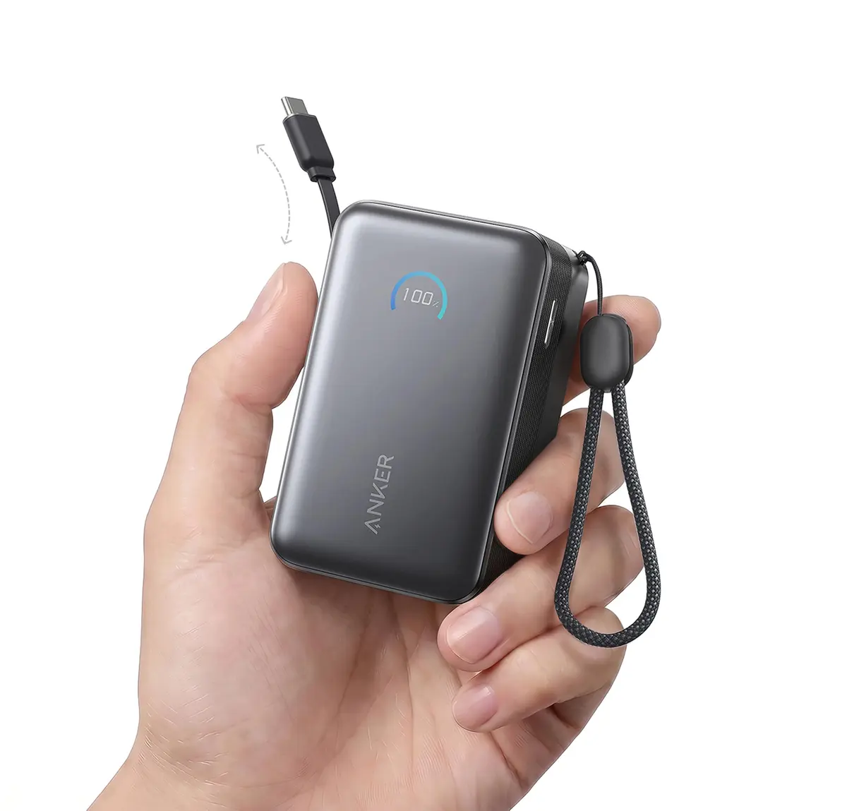 Anker Nano Mini Power Bank, Carregador Portátil USB-C 10000mAh até 45W | com Cabo Retrátil 70cm, Carregamento Rápido, Bateria Externa para iPhone 18/17/16/15,Samsung,Xiaomi, iPad, MacBook Air, Preto