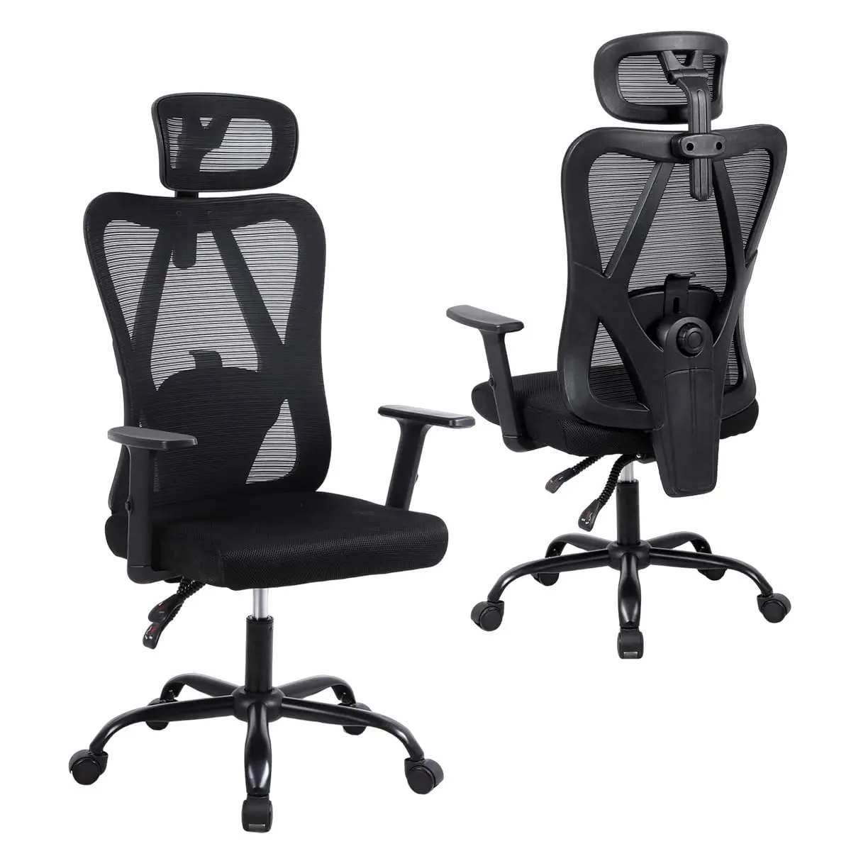 Cadeira Ergonômica com Tecido Mesh Respirável Apoio de Braço 2D Ajustável em Altura, Mecanismo Relax Reclinável de 90° a 150°, Pistão a Gás com Suporte para 150kg