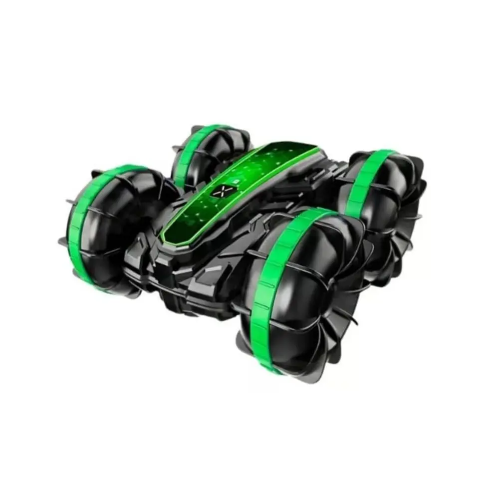 Carro RC Anfíbio 2 em 1 Stunt, 2.4G, 16.5x16.5x7 cm (VERDE) | Rotação 360°, Terra e Água, Controle Remoto e por Pulseira, Luzes LED, Para Maiores de 6 Anos - 1