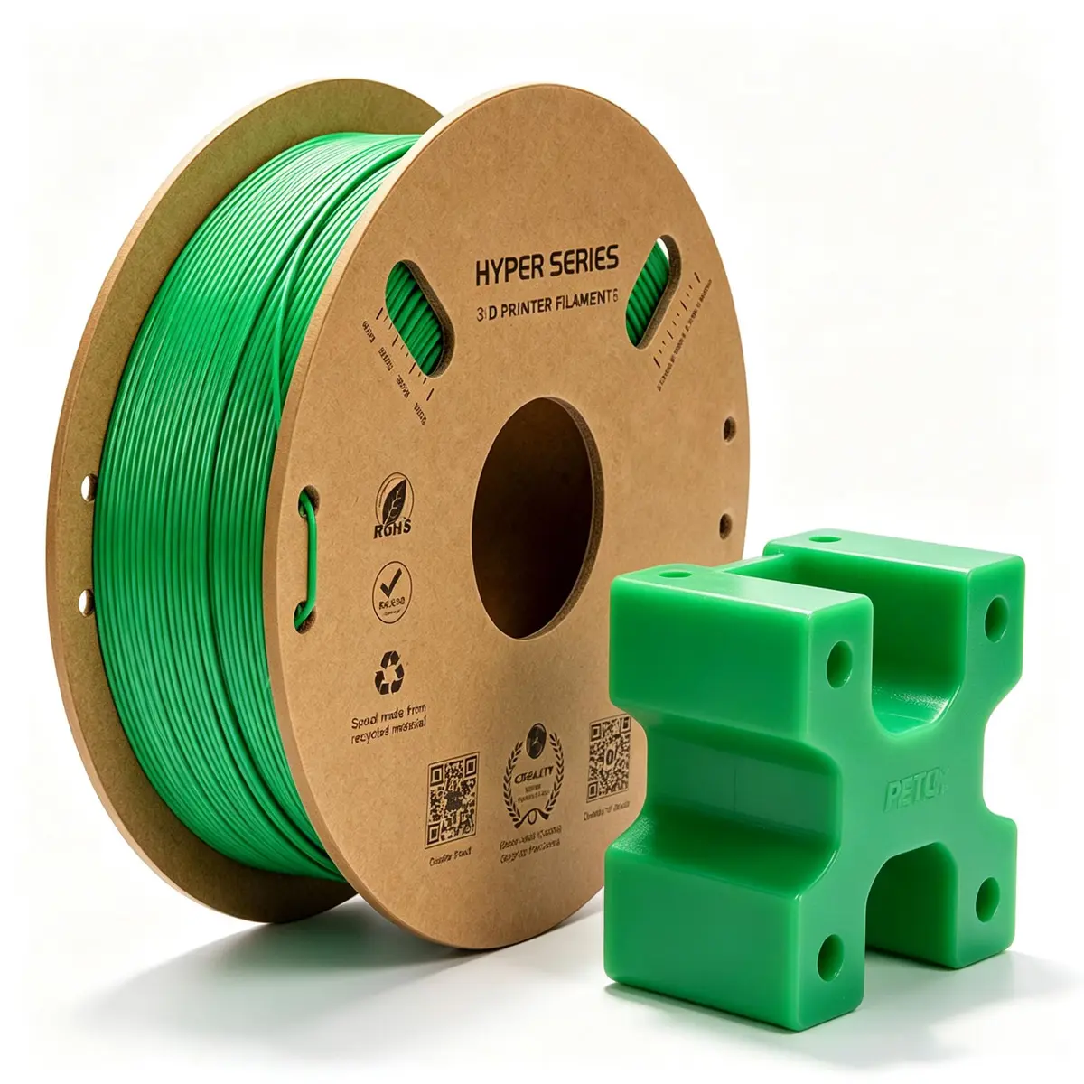 Creatorally Hyper PETG 1,75mm 1kg Verde | Até 600mm/s, Baixo stringing, Alta resistência, Precisão ±0,03mm, Fluxo estável