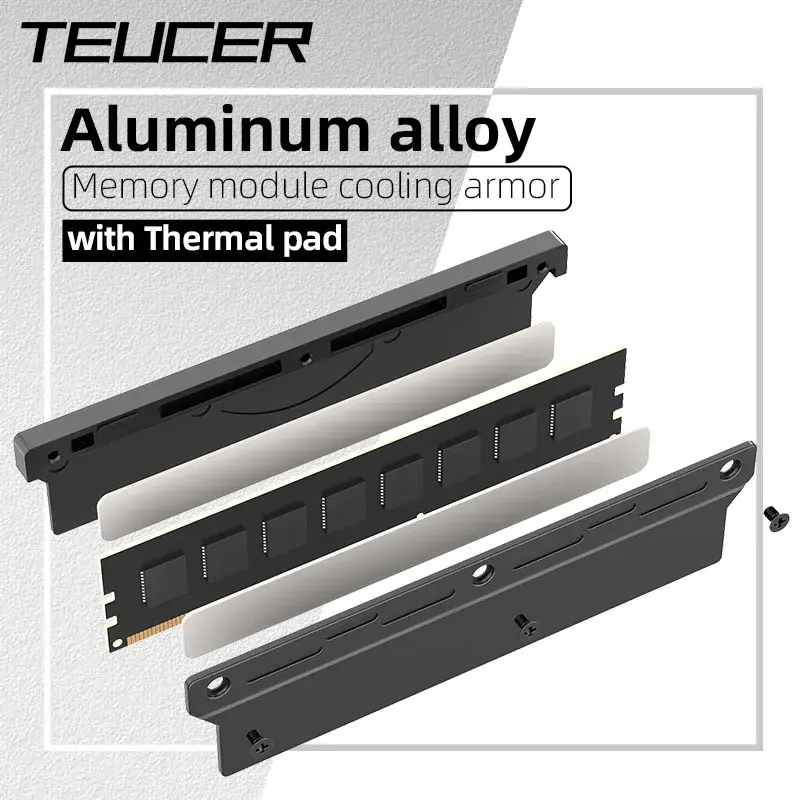 Teucer computador memória cooler radiador de alumínio aolly eficiente dissipação de calor ram colete para ddr2 ddr3 ddr4 com almofadas térmicas - 1