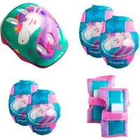 Kit Proteção Infantil Atrio Unicórnio: Joelheiras + Cotoveleiras + Munhequeiras + Capacete
