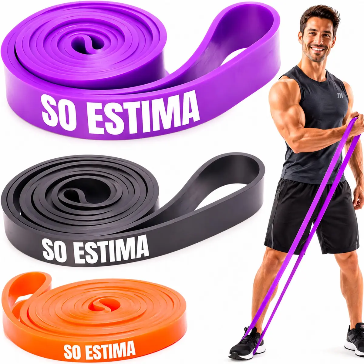 Super Band Kit 3 Faixas Elásticas de Resistência | Para Musculação, Para Treino