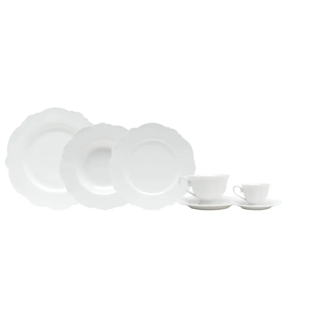 WOLFF - Aparelho de Jantar 42 Peças de Porcelana Maldivas Branco - 1