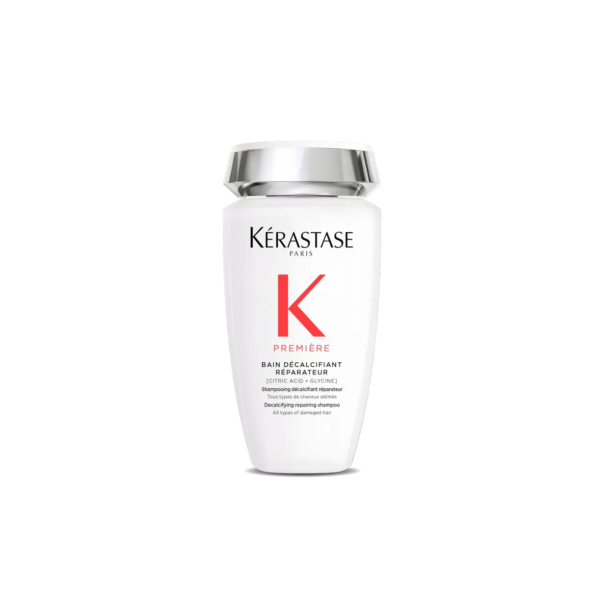 Kérastase Shampoo Première Bain Décalcifiant Réparateur, Todos os tipos de cabelos danificados, Reparador descalcificante, Neutraliza a quebra, Com Ácido cítrico e Glicina, 250ml