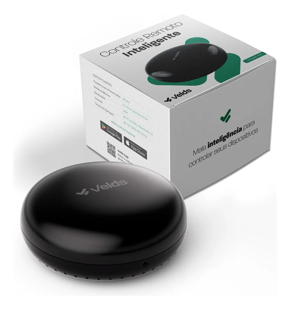 Controle Universal Inteligente Wi-Fi Velds, Infravermelho - Controle Pelo Celular ou Comando de Voz, Compatível com Alexa e Google, Multidirecional, Bivolt