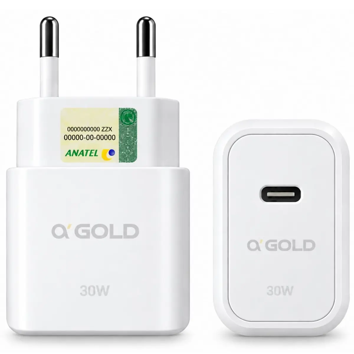 Fonte Carregador Turbo USB-C 30W Universal Tipo C Premium Compatível com iPhone, Samsung, IOS/Android Ultra Rápido Power Delivery Homologada