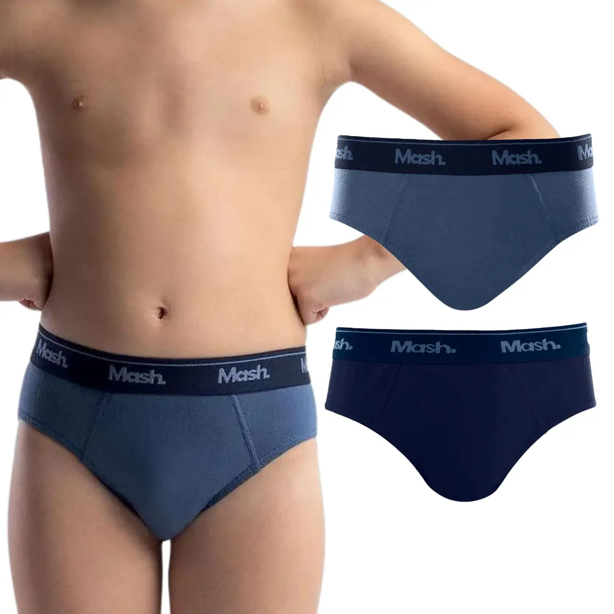 Kit 2 Cuecas INFANTIL Slip Cotton Algodão Hipoalergênico Mash Kids