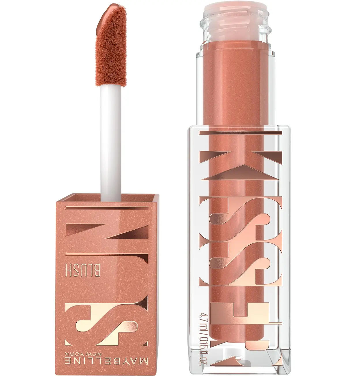 Blush Líquido Maybelline Sunkisser Vitamina E Glow 08 Shades On 4,7ml | Blush Nude Rosado Luminoso, Vegano, Aplicador XXL, Não Comedogênico, Resistente ao Suor e à Transferência, Duração 12h